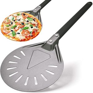 Aluminum Round Pizza Turning Peel – Outdoor Pizza Oven Accessories for Perfectly Cooked Pizzas