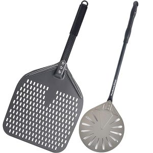 Premium Hard Anodized Pizza Peel Set - 14 Inch Rectangle Peel + 9 Inch Round Turning Peel