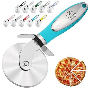 Pizza Slices: Kitchen Large Pizza Cutter Wheel in Teal