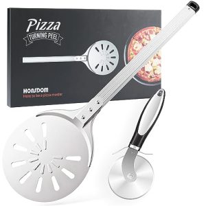 Perforated Pizza Turning Peel and Cutter Set: Achieve Perfectly Cooked Pizzas Every Time