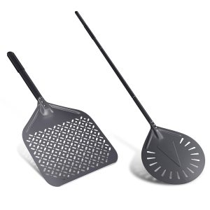 12 Inch + 9 Inch Perforated Pizza Peel Set, 12"x14" Professional Aluminum Pizza Paddle for Homemade Pizza