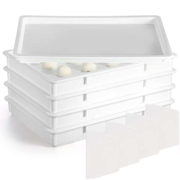 4-Piece Stackable Pizza Dough Proofing Boxes with Lids - Perfect for Home and Commercial Use