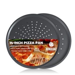 Crispy Crust 14 Inch Pizza Pan Set: Non-Stick Carbon