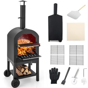 Outdoor Wood Fired Pizza Oven with Complete Accessories - Perfect for Backyard Parties