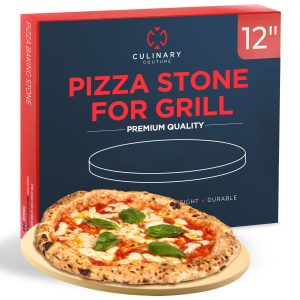 12 Inch Round Pizza Stone for Crispy Crusts - Perfect for Grill and Oven Baking