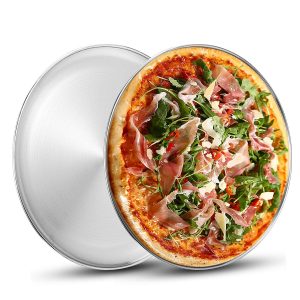 Premium Stainless Steel Pizza Pan Set - Mirror Finish, Full Uniform Heating