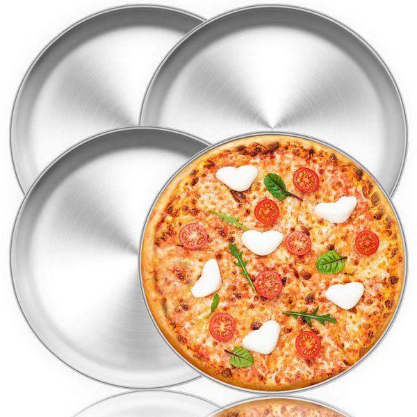 Heavy Duty Stainless Steel Pizza Pan Set - Perfect for Home Pizza Parties