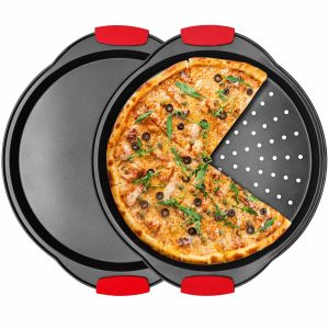 Carbon Steel Pizza Pan Set with Nonstick Coating