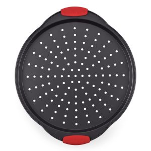 NutriChef Non-Stick Pizza Tray with Silicone Handle