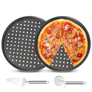 2-Pack Non-Stick Carbon Steel Pizza Pan Set