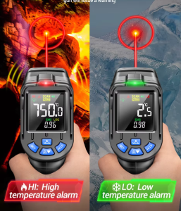 Pizza Stone Infrared Thermometer with 12:1 Optical Resolution – Surface Temperature Detector for High-Precision Readings