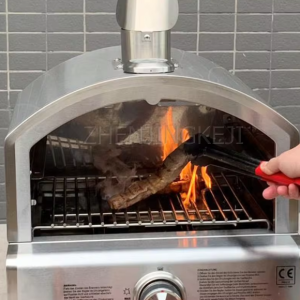 Commercial Electric Pizza Oven with stainless steel finish, featuring a 2500W power output and stone baking board, perfect for making delicious pizzas at home or in a restaurant.