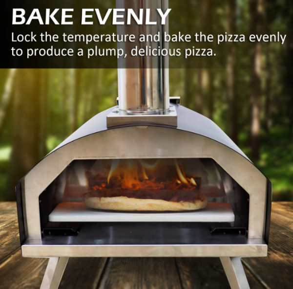 Portable Stainless Steel Wood-Fired Pizza Oven with Removable Chimney – Perfect for Outdoor Cooking & Camping