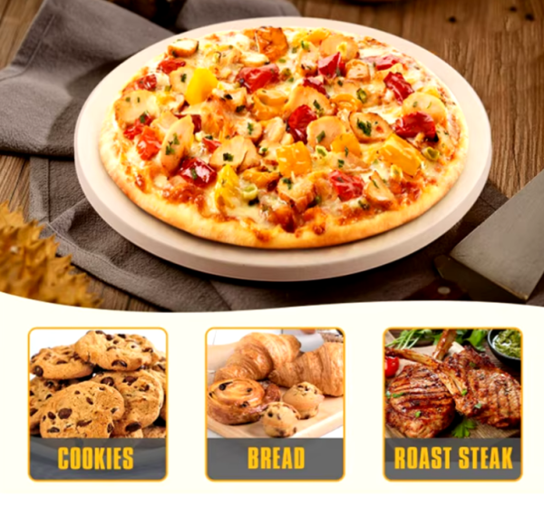 13-Inch Cordierite Pizza Stone for Crispy Crusts and Professional-Quality Baking - Image 3