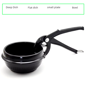 Anti-scalding stone pot clamp with wide mouth and non-slip handle for safe lifting of hot cookware.
