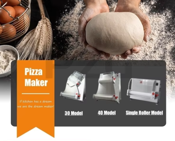 Commercial Stainless Steel Pizza Dough Press - Adjustable Thickness, Ideal for Pita & Flatbread - Image 4
