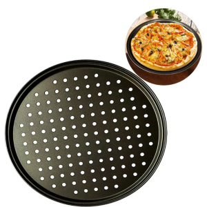 Non-Stick Carbon Steel Pizza Pan with Vent Holes for Crisp Crusts – Perfect for Thin Crust Pizza