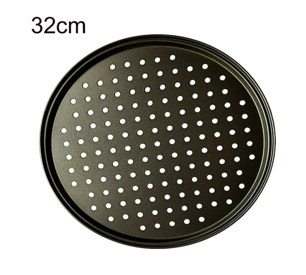 Non-Stick Carbon Steel Pizza Pan with Vent Holes for Crisp Crusts